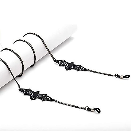 Black Hollow Bat Eyewear Chain 70cm Anti-Slip Glasses Strap with White K Clasp Decorative Sunglasses Holder V888-ELOSUNG44626