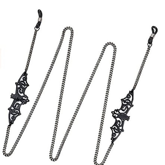 Black Hollow Bat Eyewear Chain 70cm Anti-Slip Glasses Strap with Gold Clasp Decorative Sunglasses Holder for V888-ELOSUNG44627
