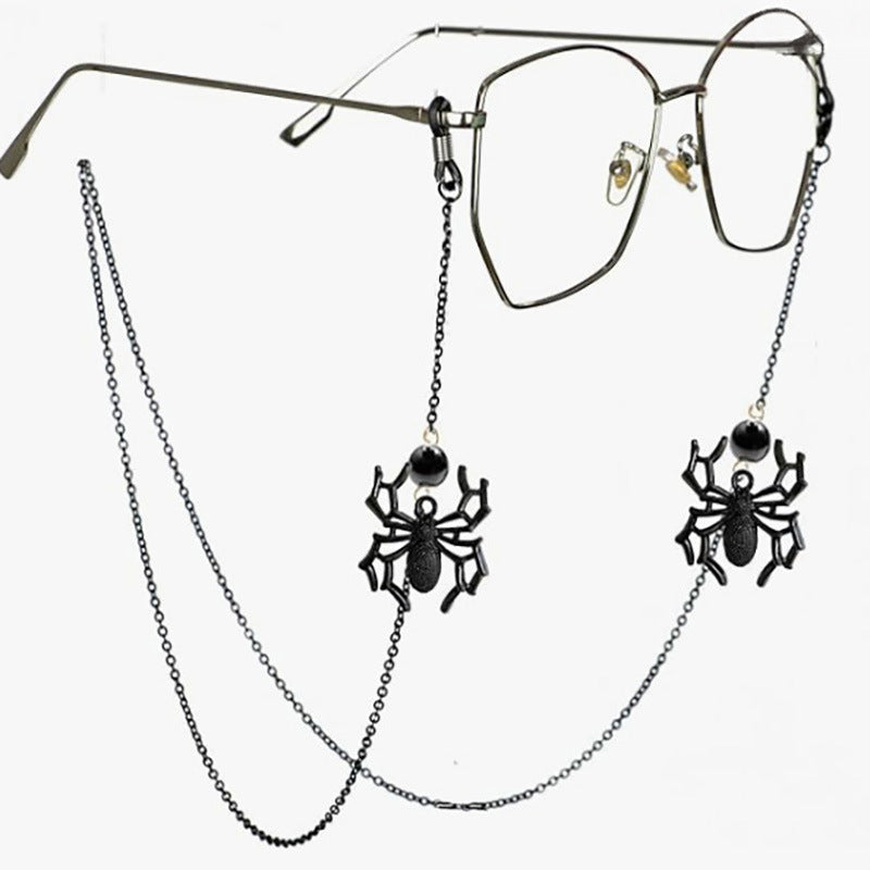 Black Spider Web Eyewear Chain 70cm Anti-Slip Glasses Strap Decorative Gothic Sunglasses Holder with Hollow V888-ELOSUNG44628