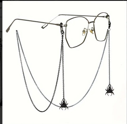 Black Hollow Spider Eyewear Chain 70cm Anti-Slip Glasses Strap Gothic Pendant Sunglasses Holder for Women V888-ELOSUNG44629