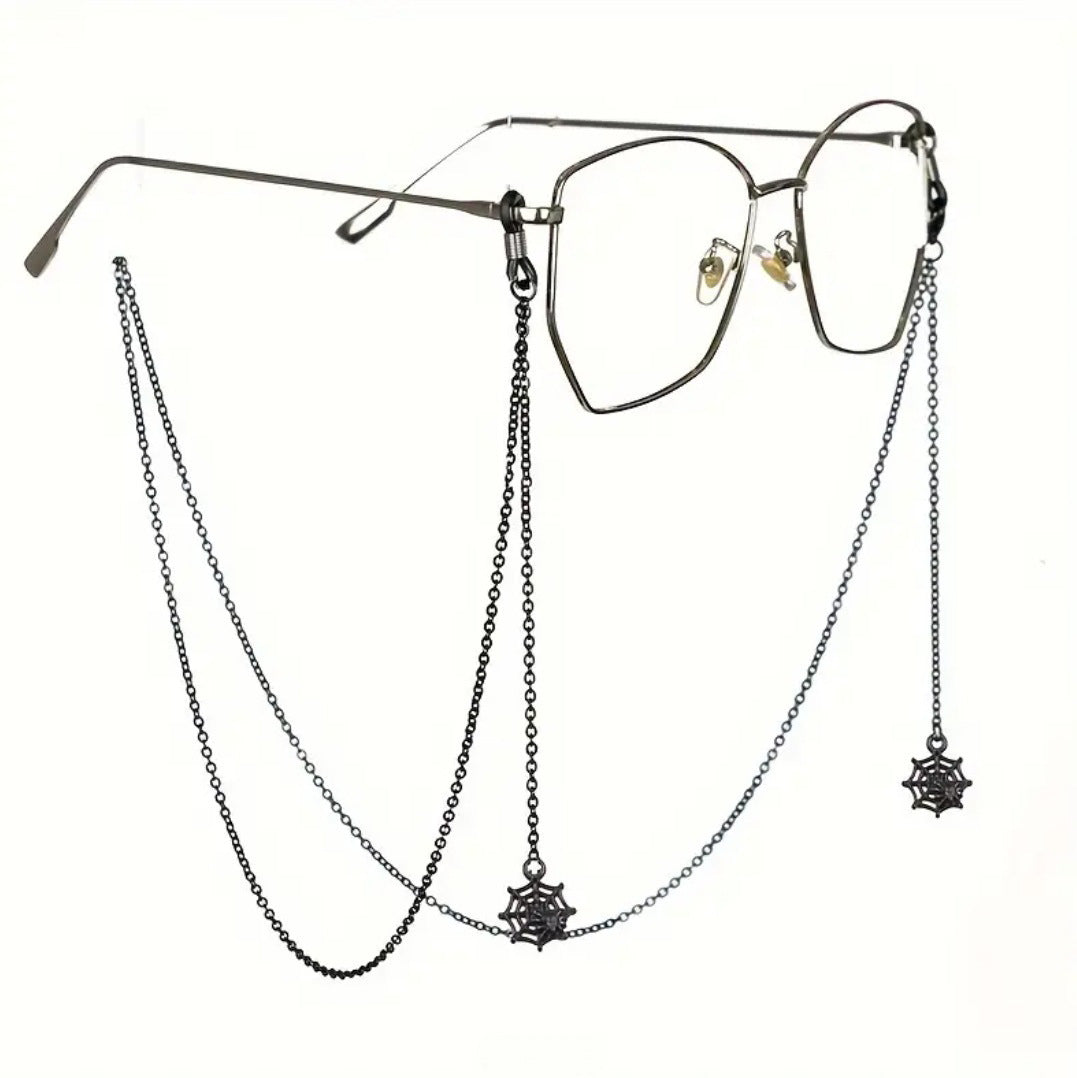 Black Spider Web Eyewear Chain 70cm Anti-Slip Glasses Strap Gothic Web Pendant Sunglasses Holder for Women V888-ELOSUNG44630