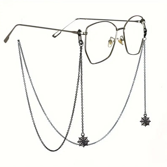 Black Spider Web Eyewear Chain 70cm Anti-Slip Glasses Strap Gothic Web Pendant Sunglasses Holder for Women V888-ELOSUNG44630