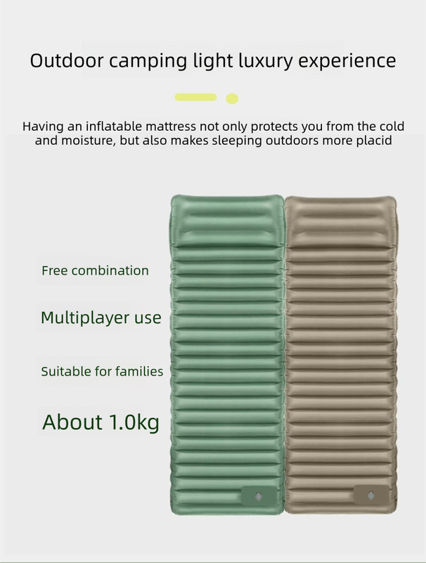 Outdoor Camping Self-Inflatable Air Mattress Portable Foot Press Beach Picnic Mat Foldable TPU Sleeping Pad V888-ELOSUNG44631