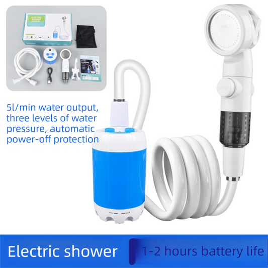 Portable Electric Outdoor Shower Kit Handheld Battery-Powered Shower Head Set for Camping, Dormitories, and V888-ELOSUNG44637