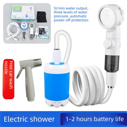 2-in-1 Portable Electric Outdoor Shower and Car Wash Kit Handheld Rechargeable Water Pump Set for Camping, V888-ELOSUNG44638
