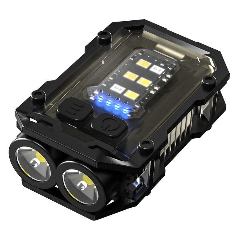 Mini EDC Keychain Flashlight Dual LED Super Bright 750mAh Type-C Rechargeable Magnetic Torch Work Light Black V888-ELOSUNG44639