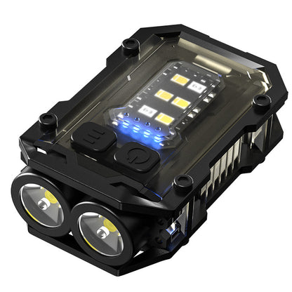 Mini EDC Keychain Flashlight Dual LED Super Bright 750mAh Type-C Rechargeable Magnetic Torch Work Light Black V888-ELOSUNG44639