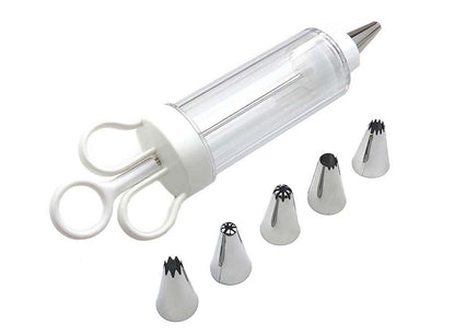 Cake Decorating Icing Syringe Gun Set with 5 Stainless Steel Nozzles DIY Cookie Press Baking Tool for Home V888-ELOSUNG44641