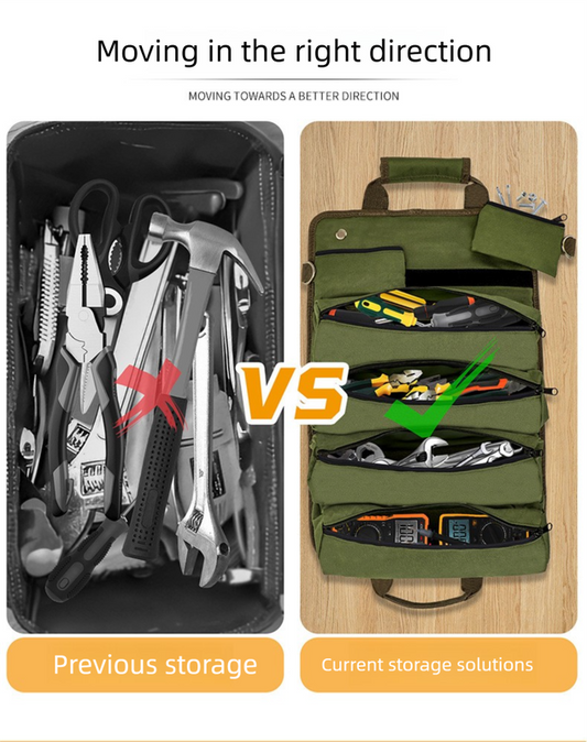 Heavy Duty Tool Roll Up Bag Organiser Multi-Pocket Canvas Carry Pouch for Electrician DIY Mechanic & 4WD V888-ELOSUNG44644