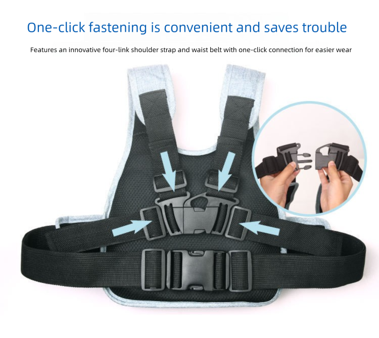 Child Motorcycle Safety Harness Strap Adjustable Passenger Belt with Handles & Storage Pocket Breathable V888-ELOSUNG44648