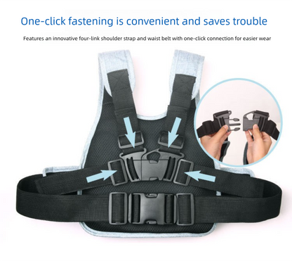 Child Motorcycle Safety Harness Strap Adjustable Passenger Belt with Handles & Storage Pocket Breathable V888-ELOSUNG44650
