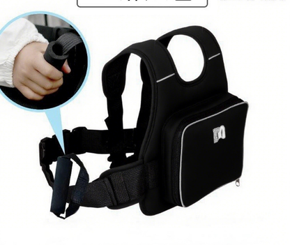 Child Motorcycle Safety Harness Strap Adjustable Passenger Belt with Handles & Storage Pocket Breathable V888-ELOSUNG44653