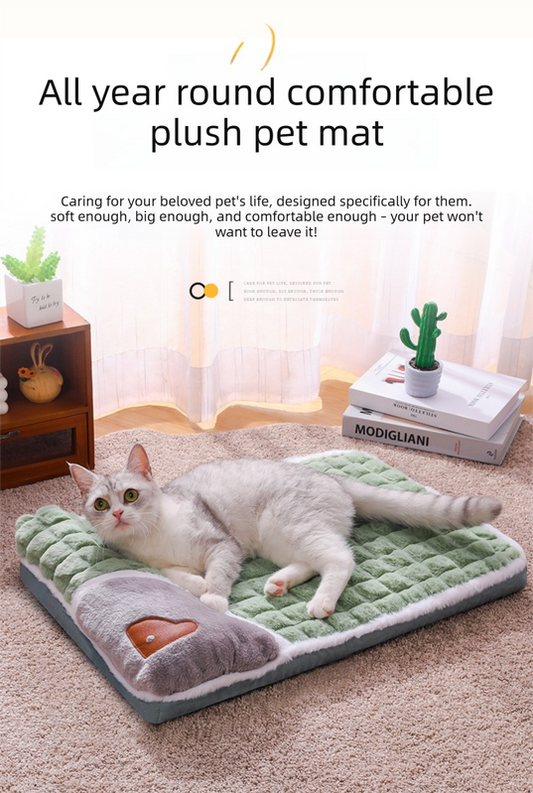 Thickened Pet Sofa Bed M Size 50x35cm Coffee Dog Mat with Integrated Pillow Soft Washable Sleeping Pad for V888-ELOSUNG44661