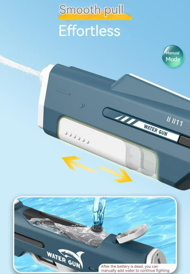 Electric Water Gun Auto Refill 46cm White LED Pulse Blaster High Pressure Toy with External Bottle Connector V888-ELOSUNG44676