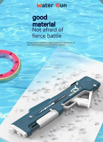 Electric Water Gun Auto Refill 46cm White LED Pulse Blaster High Pressure Toy with External Bottle Connector V888-ELOSUNG44676