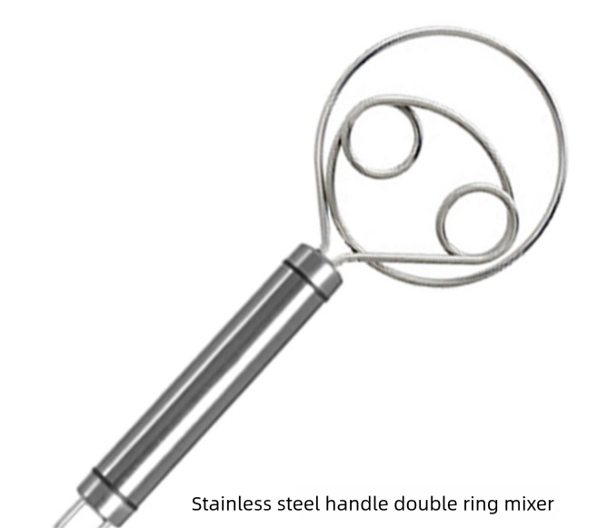 Stainless Steel Danish Dough Whisk Double Ring Bread Mixer Tool for Sourdough Pizza Pastry & Batter Baking V888-ELOSUNG44685
