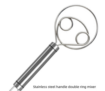 Stainless Steel Danish Dough Whisk Double Ring Bread Mixer Tool for Sourdough Pizza Pastry & Batter Baking V888-ELOSUNG44685