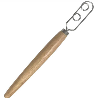Danish Dough Whisk Slim Dual Ring Design Long Oak Wood Handle Bread Mixer Tool for Sourdough Starter Jars & V888-ELOSUNG44688