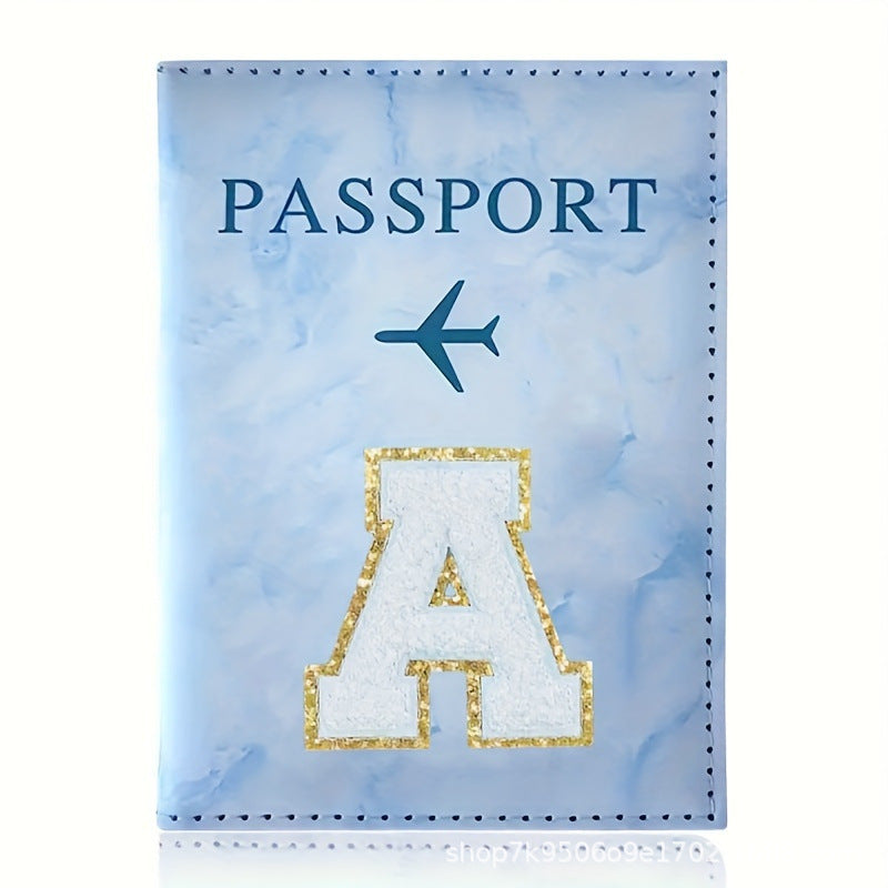 Fashion Initial Letter Passport Holder Stylish Travel Wallet Cover with Alphabet Pattern - Design A V888-ELOSUNG44689