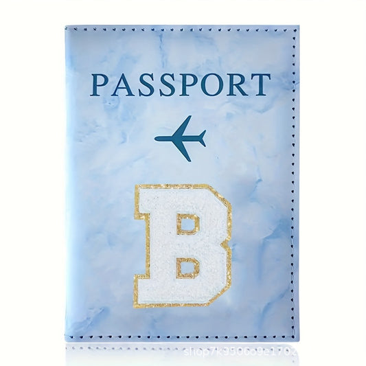 Fashion Initial Letter Passport Holder Stylish Travel Wallet Cover with Alphabet Pattern - Design B V888-ELOSUNG44690
