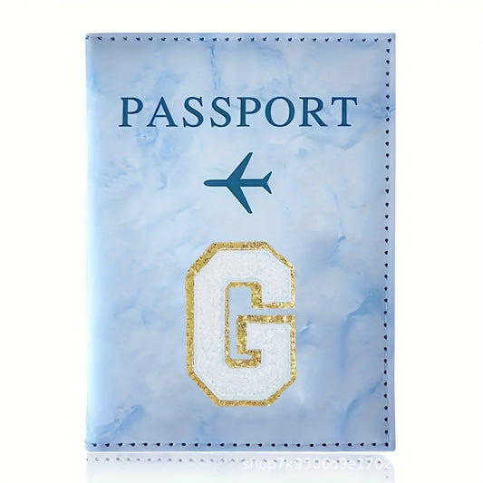 Fashion Initial Letter Passport Holder Stylish Travel Wallet Cover with Alphabet Pattern - Design G V888-ELOSUNG44695