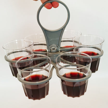 Portable 6-Cup Drink Carrier Foldable Reusable Coffee Tray Holder Grey for Parties Camping & Office Runs V888-ELOSUNG44704