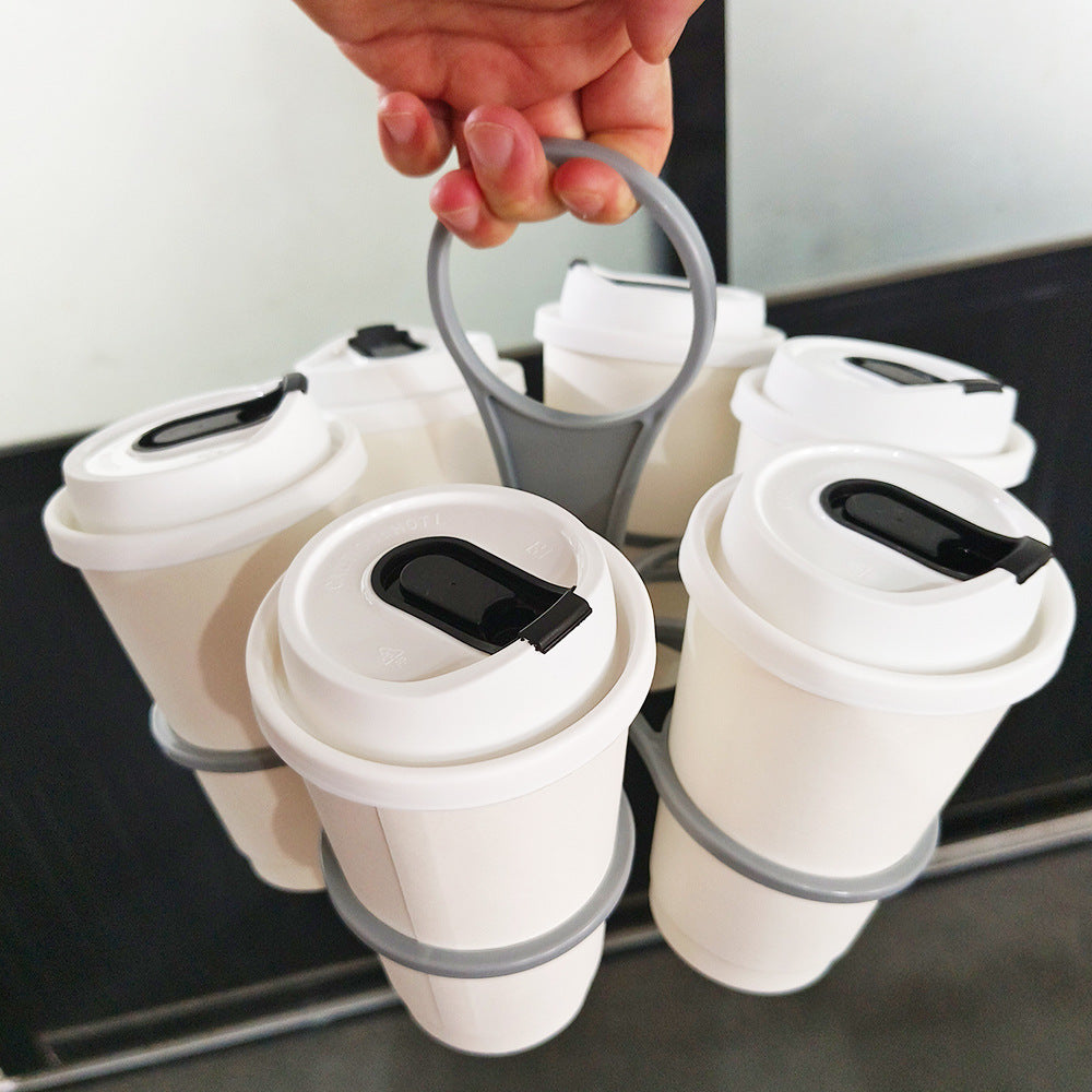 Portable 6-Cup Drink Carrier Foldable Reusable Coffee Tray Holder Grey for Parties Camping & Office Runs V888-ELOSUNG44704