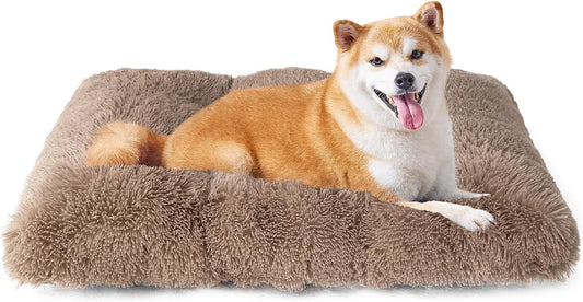 Luxury Long Plush Pet Bed Mat Faux Fur Crate Pad 110x75cm Brown XXL Soft Warm Cushion for Giant Dogs V888-ELOSUNG44728