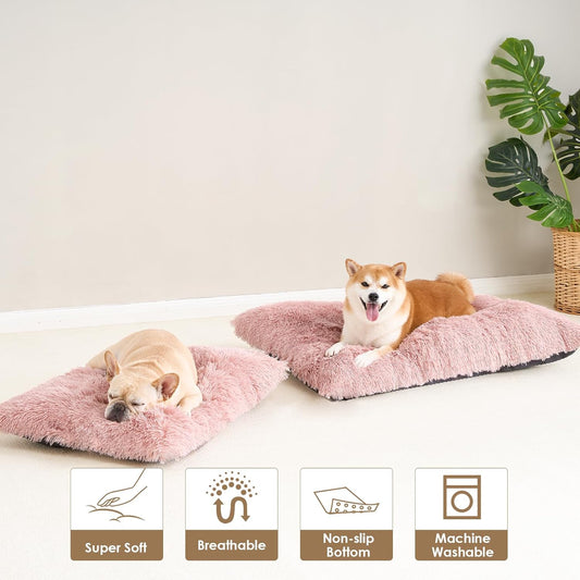 Luxury Long Plush Pet Bed Mat Faux Fur Crate Pad 125x85cm Brown XXXL Soft Warm Cushion for Giant Breeds V888-ELOSUNG44729