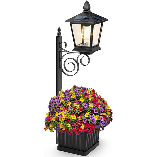 2-in-1 Solar Planter Light Outdoor - Metal Lamp Post & Wall Sconce with Planter Box - IP65 Waterproof LED V888-ELOSUNG44744