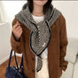 Striped Wool Blend Knitted Triangle Scarf - Soft Warm Shawl Neck Wrap for Women - Chic Autumn Layering V888-ELOSUNG44745