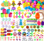 200 PCS Easter Party Favours Set with Plastic Eggs & Assorted Toys - Bulk Fillers for Kids Egg Hunts, Basket V888-ELOSUNG44756