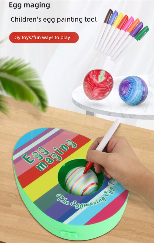 Easter Bunny and Chick Egg Decorating Kit Electric DIY Painting Machine with 8 Markers and 3 Toy Eggs Set V888-ELOSUNG44760