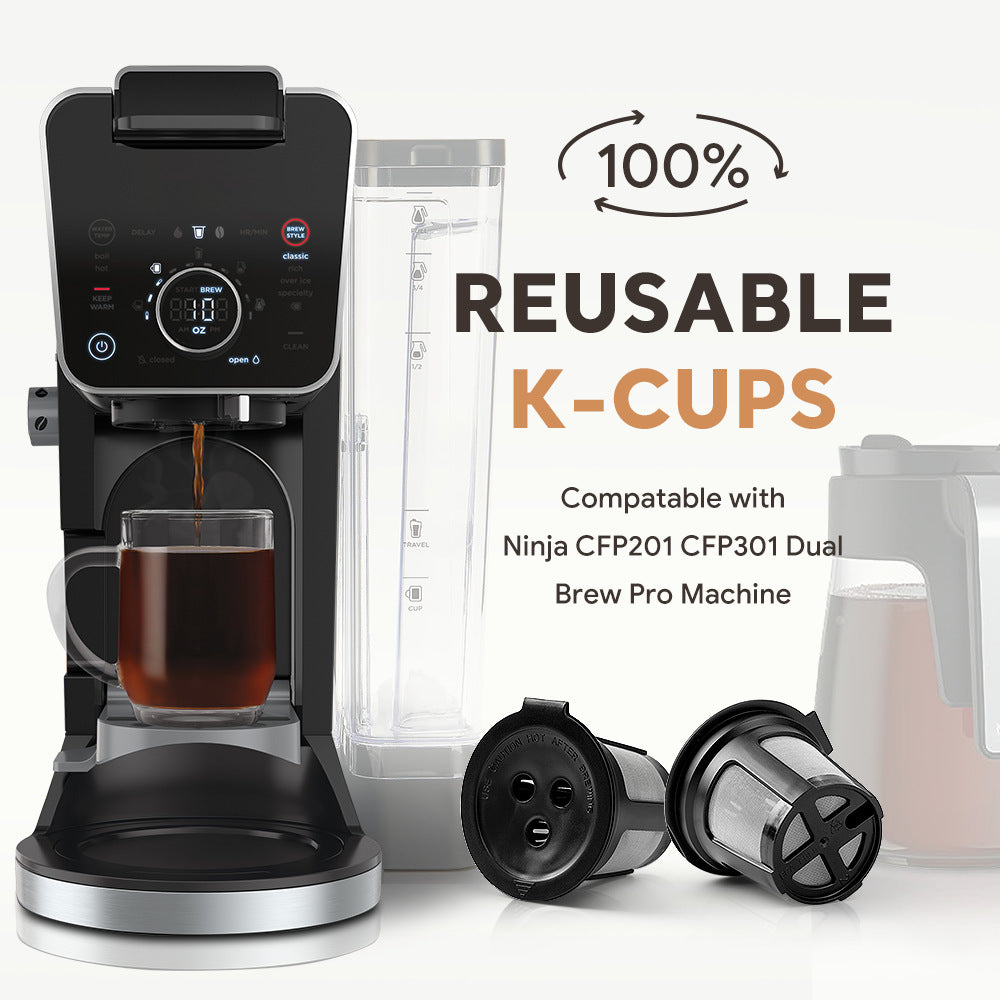 Reusable K-Cup Coffee Pod Filter for Ninja Dual Brew Coffee Makers Triple Hole Capsule Shell UA2227 V888-ELOSUNG44763