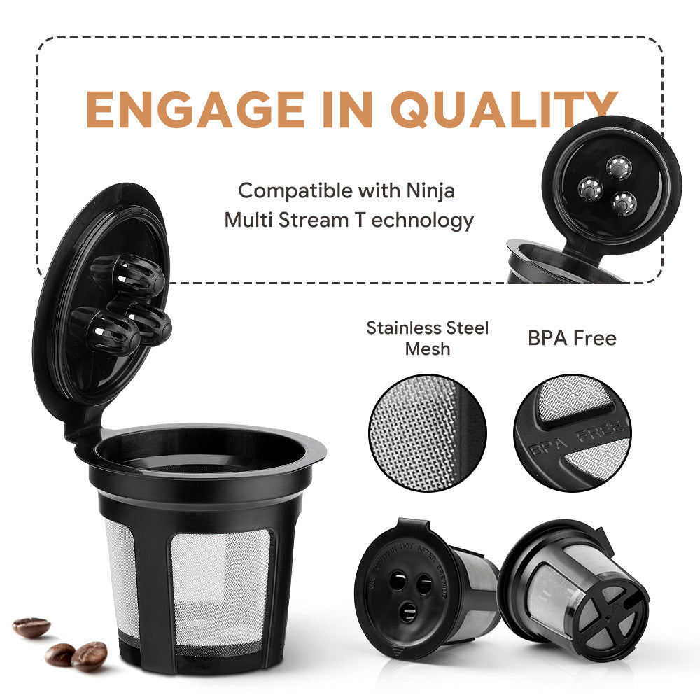 Reusable K-Cup Coffee Pod Filter for Ninja Dual Brew Coffee Makers Triple Hole Capsule Shell UA2227 V888-ELOSUNG44763