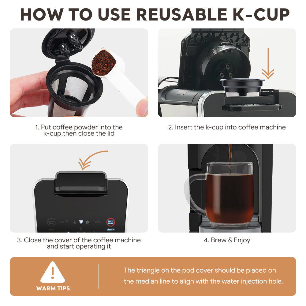 Reusable K-Cup Coffee Pod Filter for Ninja Dual Brew Coffee Makers Triple Hole Capsule Shell UA2227 V888-ELOSUNG44763