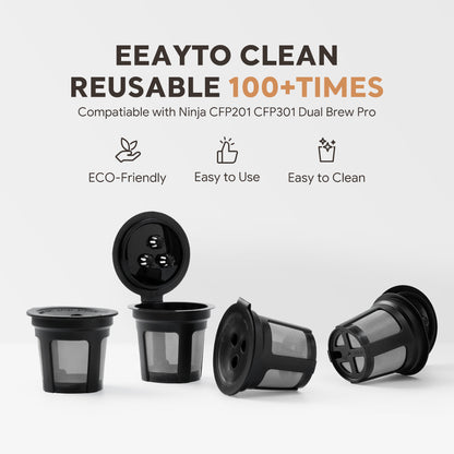 Reusable K-Cup Coffee Pod Filter for Ninja Dual Brew Coffee Makers Triple Hole Capsule Shell UA2227 V888-ELOSUNG44763