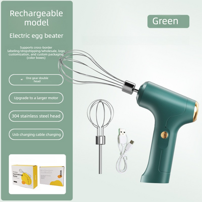 Compact Electric Dual-Head Handheld Egg Whisk Multi-Function Automatic Cream Whipper and Food Mixer J-8 Green V888-ELOSUNG44766