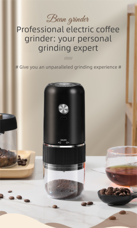 Portable Electric Coffee Grinder Wireless Rechargeable Burr Mill with Cleaning Brush Automatic Bean Grinder V888-ELOSUNG44771