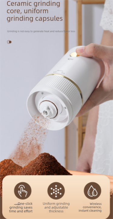 Portable Electric Coffee Grinder Wireless Rechargeable Burr Mill with Cleaning Brush Automatic Bean Grinder V888-ELOSUNG44771