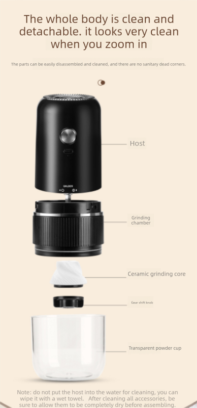 Portable Electric Coffee Grinder Wireless Rechargeable Burr Mill with Cleaning Brush Automatic Bean Grinder V888-ELOSUNG44771