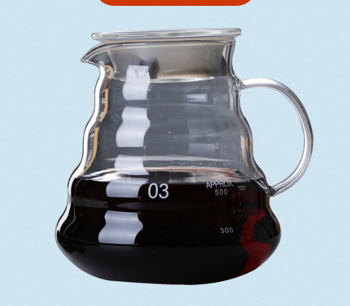 800ml Extra Large Glass Coffee Server - Heat Resistant "Cloud" Pour Over Carafe with Lid - Family Size Drip V888-ELOSUNG44800