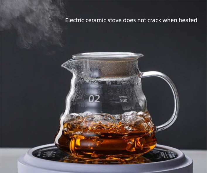 800ml Extra Large Glass Coffee Server - Heat Resistant "Cloud" Pour Over Carafe with Lid - Family Size Drip V888-ELOSUNG44800