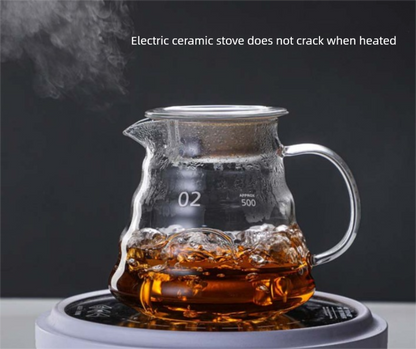 800ml Extra Large Glass Coffee Server - Heat Resistant "Cloud" Pour Over Carafe with Lid - Family Size Drip V888-ELOSUNG44800