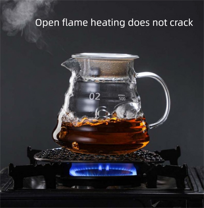 800ml Extra Large Glass Coffee Server - Heat Resistant "Cloud" Pour Over Carafe with Lid - Family Size Drip V888-ELOSUNG44800