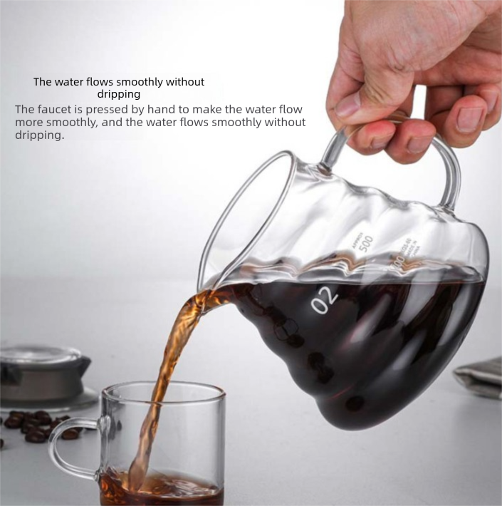 800ml Extra Large Glass Coffee Server - Heat Resistant "Cloud" Pour Over Carafe with Lid - Family Size Drip V888-ELOSUNG44800