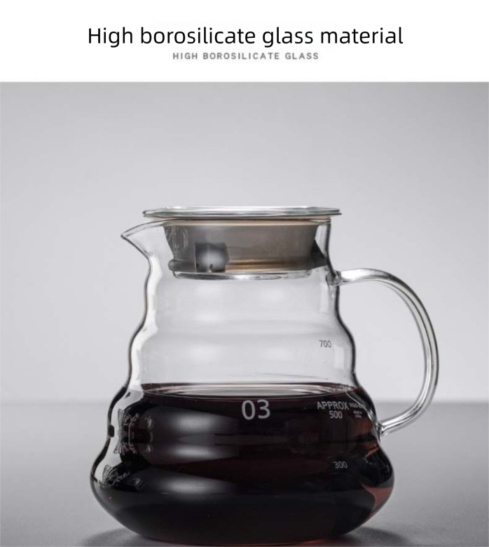 800ml Extra Large Glass Coffee Server - Heat Resistant "Cloud" Pour Over Carafe with Lid - Family Size Drip V888-ELOSUNG44800