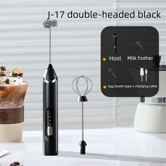 Rechargeable Electric Milk Frother Handheld - 3 Speed Adjustable Foam Maker with 2 Stainless Steel Whisks - V888-ELOSUNG44806