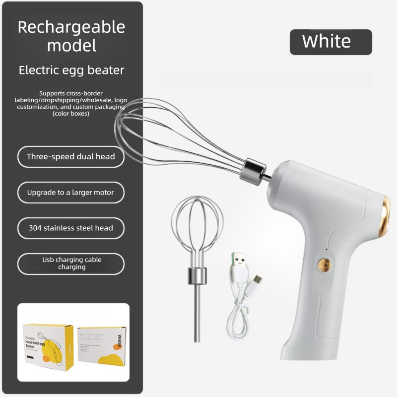 Cordless Electric Hand Mixer - Rechargeable 3-Speed Egg Beater & Cream Whisk - Lightweight Self-Standing V888-ELOSUNG44815