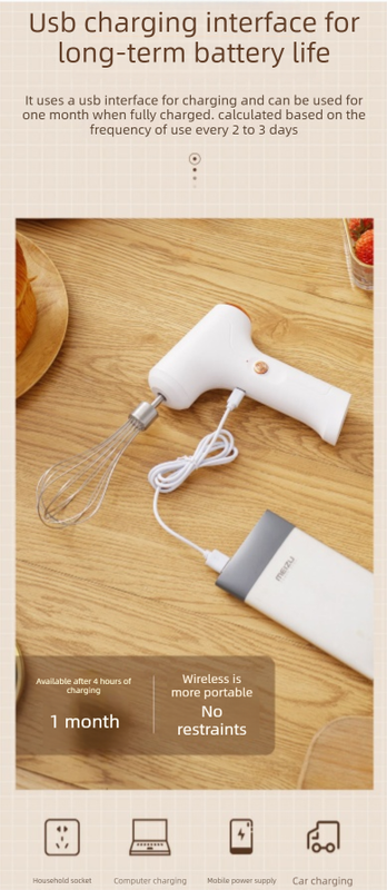 Professional 3-Speed Electric Handheld Egg Whisk and Cream Whipper Set J-9 White Dual-Head Automatic Mixer V888-ELOSUNG44817